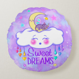 Cute Sweet Dreams Kawaii Round Pillow Rund Kudde