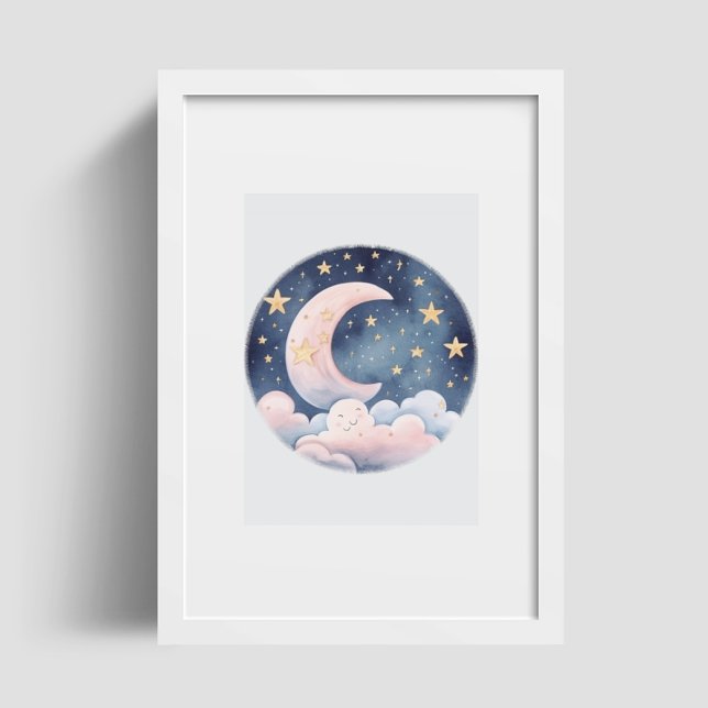 Cute Sweet Dreams Måne Stars Clouds Nursery Decor Poster (Skapare uppladdad)