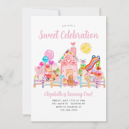 Cute Sweet Firande Candyland Barns födelsedag Inbjudningar