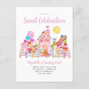 Cute Sweet Firande Candyland Barns födelsedag Vykort