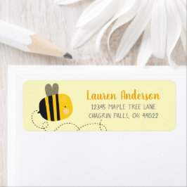 Cute Sweet Gult Bee Kawaii Baby Shower Adress Returadress Etikett