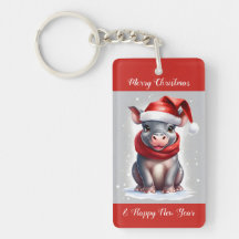 Cute Sweet Hippopotamus Santa Hat - nyår