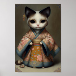Cute Sweet Kattunge as Geisha Girl Art Poster