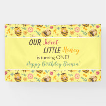 Cute Sweet Little Honung Humla Birthday Banner
