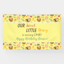 Cute Sweet Little Honung Humla Birthday Banner