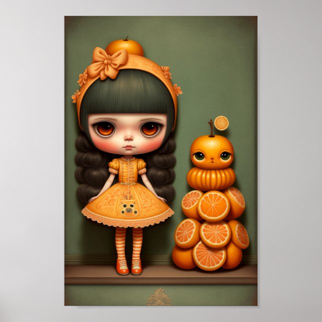 Cute Sweet Little Orange Girl Art Poster (Framsidan)