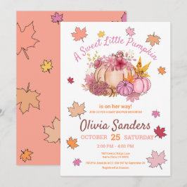Cute Sweet Little Pumpkin Höst löv Baby Shower Inbjudningar