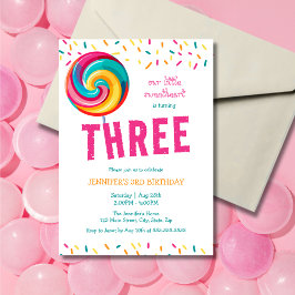 Cute Sweet Lollipop Candy 3:e födelsedagen Inbjudningar