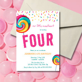 Cute Sweet Lollipop Candy 4e födelsedagen Inbjudningar