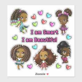 Cute Sweet Lycklig African American Girls Klistermärken