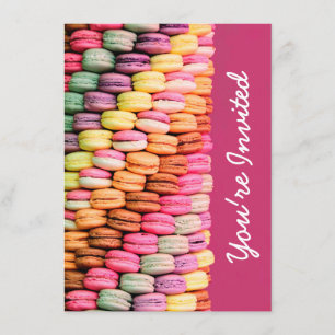 Cute Sweet Macarons Rosa Födelsedagsfest Inbjudningar