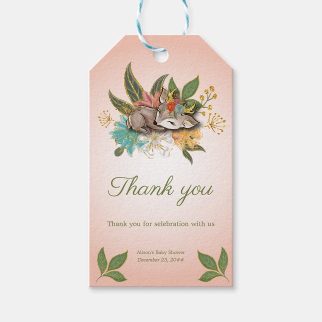 Cute Sweet Oh Hjort Magic Forest Woodland Animal Presentetikett (Framsidan)