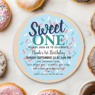 Cute Sweet One Donut Kids första födelsedag Inbjudningar