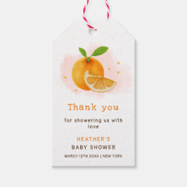 Cute Sweet Orange Citrus Baby Shower Tack Presentetikett