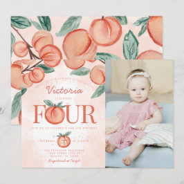 Cute Sweet Peach-sväng FYUR 4e födelsedagen Party Inbjudningar