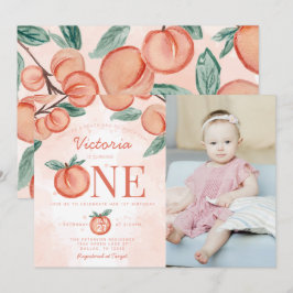 Cute Sweet Peach svänger 1:a födelsedagen Party Inbjudningar