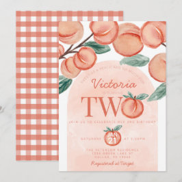 Cute Sweet Peach vändning 2:a födelsedagen Party Inbjudningar