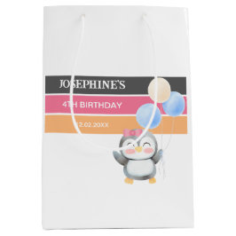 Cute Sweet Penguin Balloon Girl Birthday