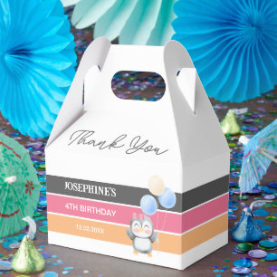 Cute Sweet Penguin Balloon Girl Birthday Presentaskar