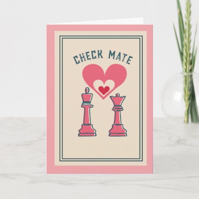 Cute Sweet Retro Funny Checkmate Valentines dag Helgkort (Framsida)