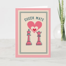 Cute Sweet Retro Funny Checkmate Valentines dag Helgkort