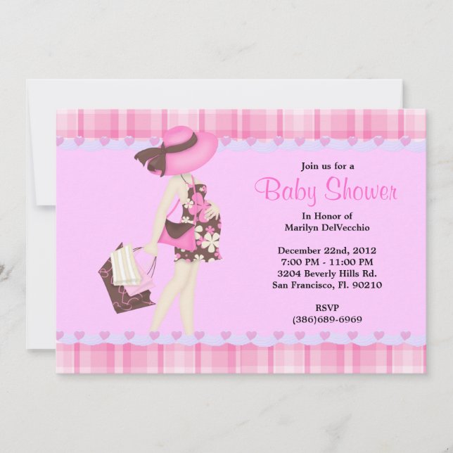 CUTE Sweet ROSA Baby Shower Inbjudningar (Framsida)