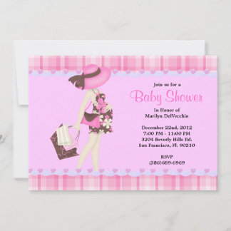 CUTE Sweet ROSA Baby Shower Inbjudningar
