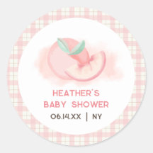 Cute Sweet Rosa Gingham Peach Baby Shower