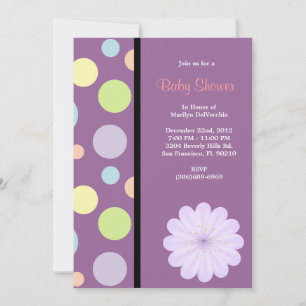 CUTE Sweet Rosa Lila Baby Shower Inbjudningar