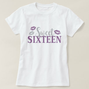 Cute Sweet sixteen 16 Lila på födelsedagen T Shirt