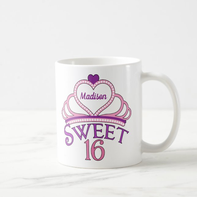 Cute Sweet sixteen Birthday Girl Rosa 16 Monogram Kaffemugg (Höger)