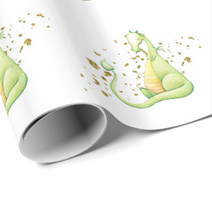 *~* Cute Sweet Sleeping Grönt Dragon Dinosaurs Presentpapper