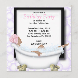 CUTE Sweet Spa Bath Massage and Beauty Party Invit Inbjudningar