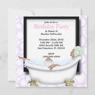 CUTE Sweet Spa Bath Massage and Beauty Party Invit Inbjudningar