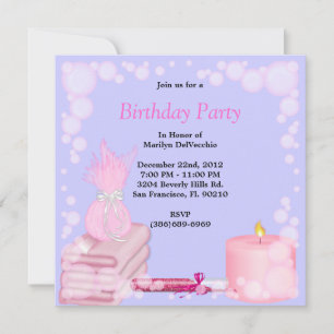 CUTE Sweet Spa Bath Massage and Beauty Party Invit Inbjudningar