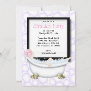 CUTE Sweet Spa Bath Massage and Beauty Party Invit Inbjudningar