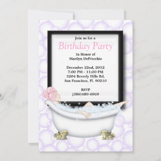 CUTE Sweet Spa Bath Massage and Beauty Party Invit Inbjudningar