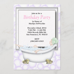 CUTE Sweet Spa Bath Massage and Beauty Party Invit Inbjudningar