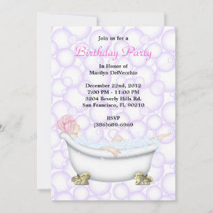 CUTE Sweet Spa Bath Massage & Beauty Party Inbjuda Inbjudningar