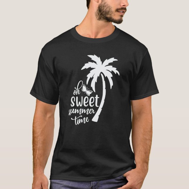 Cute Sweet Summertime Summer With A Palm Tree Beac T Shirt (Framsida)