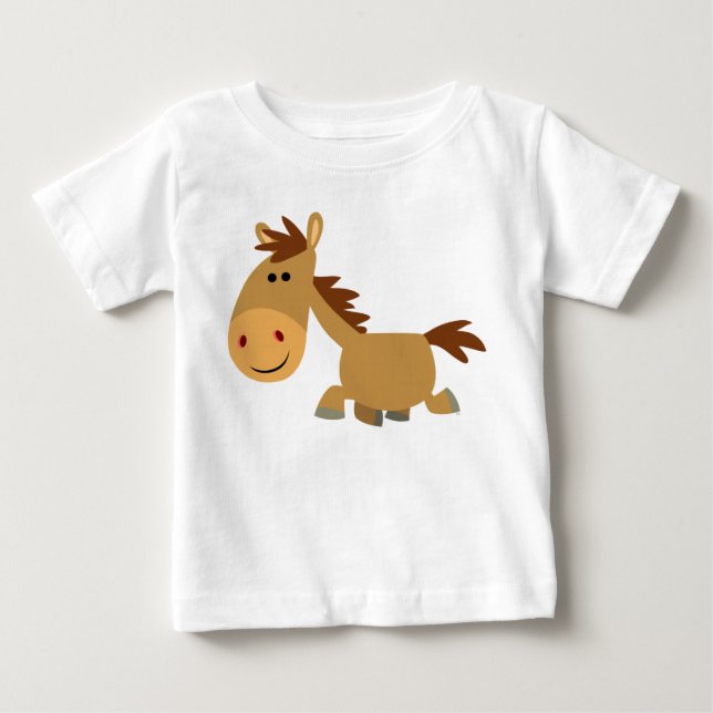 Cute Sweet Tecknad Horse Baby T-Shirt (Framsida)