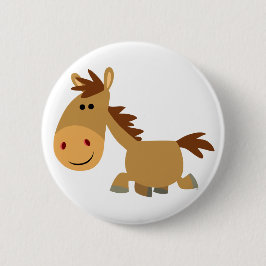 Cute Sweet Tecknad Horse Button Badge Knapp