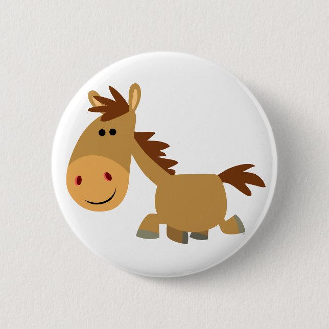 Cute Sweet Tecknad Horse Button Badge Knapp (Framsida)