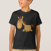 Cute Sweet Tecknad Horse Children T-Shirt
