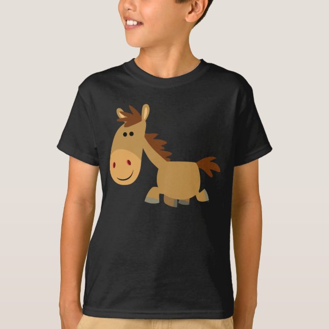 Cute Sweet Tecknad Horse Children T-Shirt (Framsida)