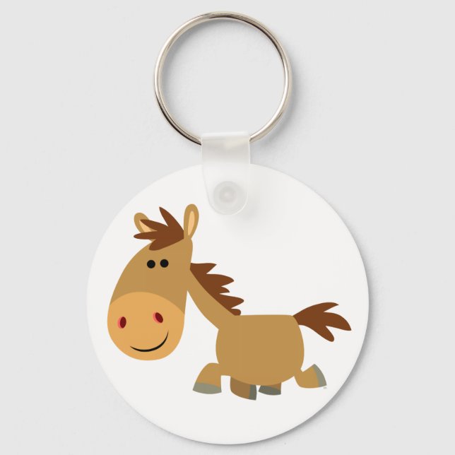 Cute Sweet Tecknad Horse Keychain Nyckelring (Framsida)