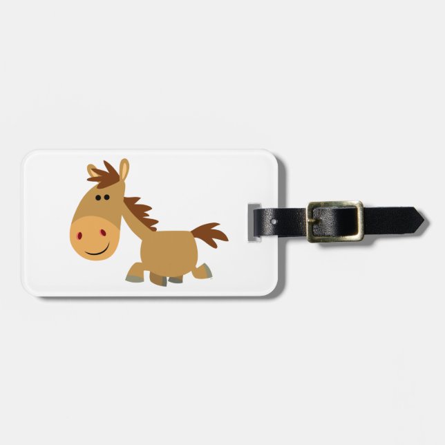 Cute Sweet Tecknad Horse Luggage Tag Bagagebricka (Horisontell Framsida)