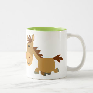 Cute Sweet Tecknad Horse Två-Tonad Mugg