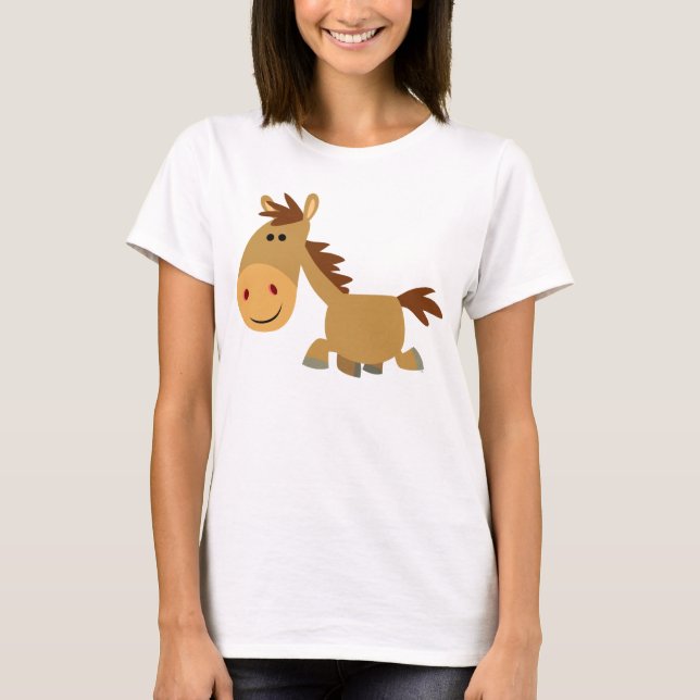 Cute Sweet Tecknad Horse Women T-Shirt (Framsida)
