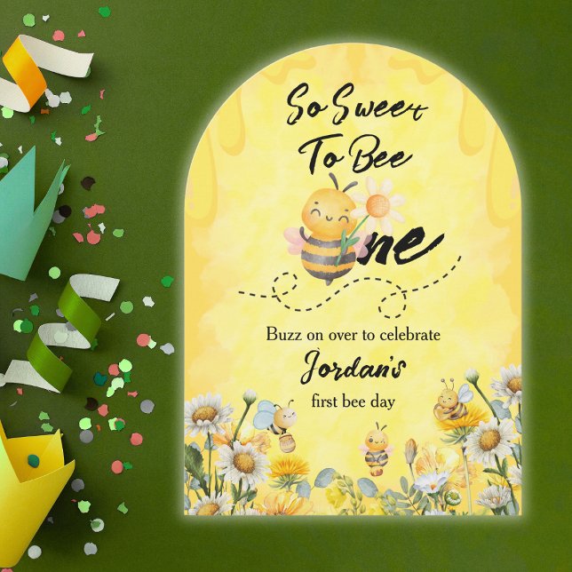 Cute Sweet to Bebe One Wildblomma 1:a födelsedag Inbjudningar (Skapare uppladdad)